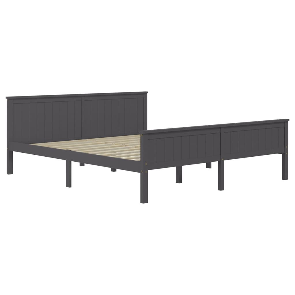 Sängynrunko harmaa täysi mänty 200 x 200 cm - Sisustajankoti.fi
