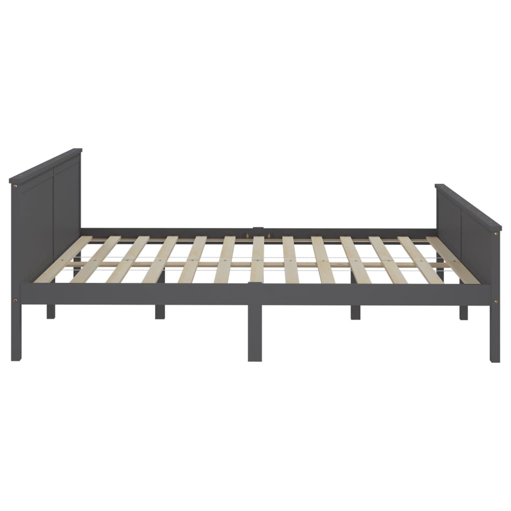 Sängynrunko harmaa täysi mänty 200 x 200 cm - Sisustajankoti.fi