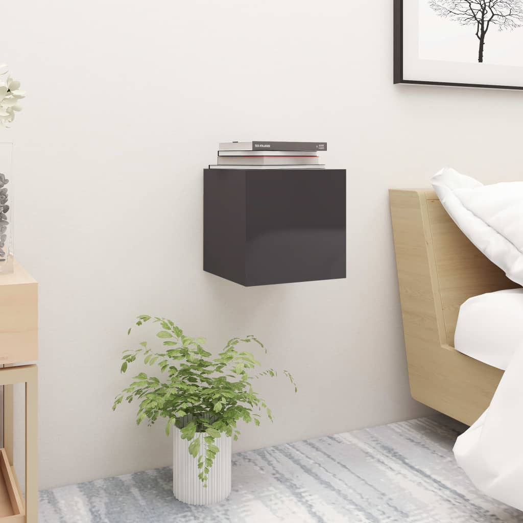 Yöpöydät 2 kpl korkeakiilto harmaa 30,5x30x30 cm lastulevy - Sisustajankoti.fi