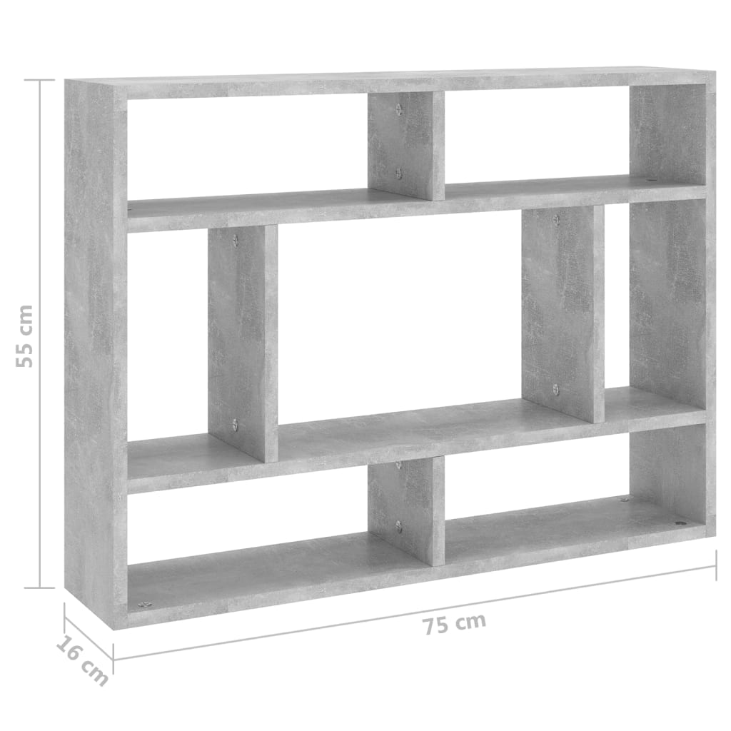 Seinähylly betoninharmaa 75x16x55 cm lastulevy - Sisustajankoti.fi