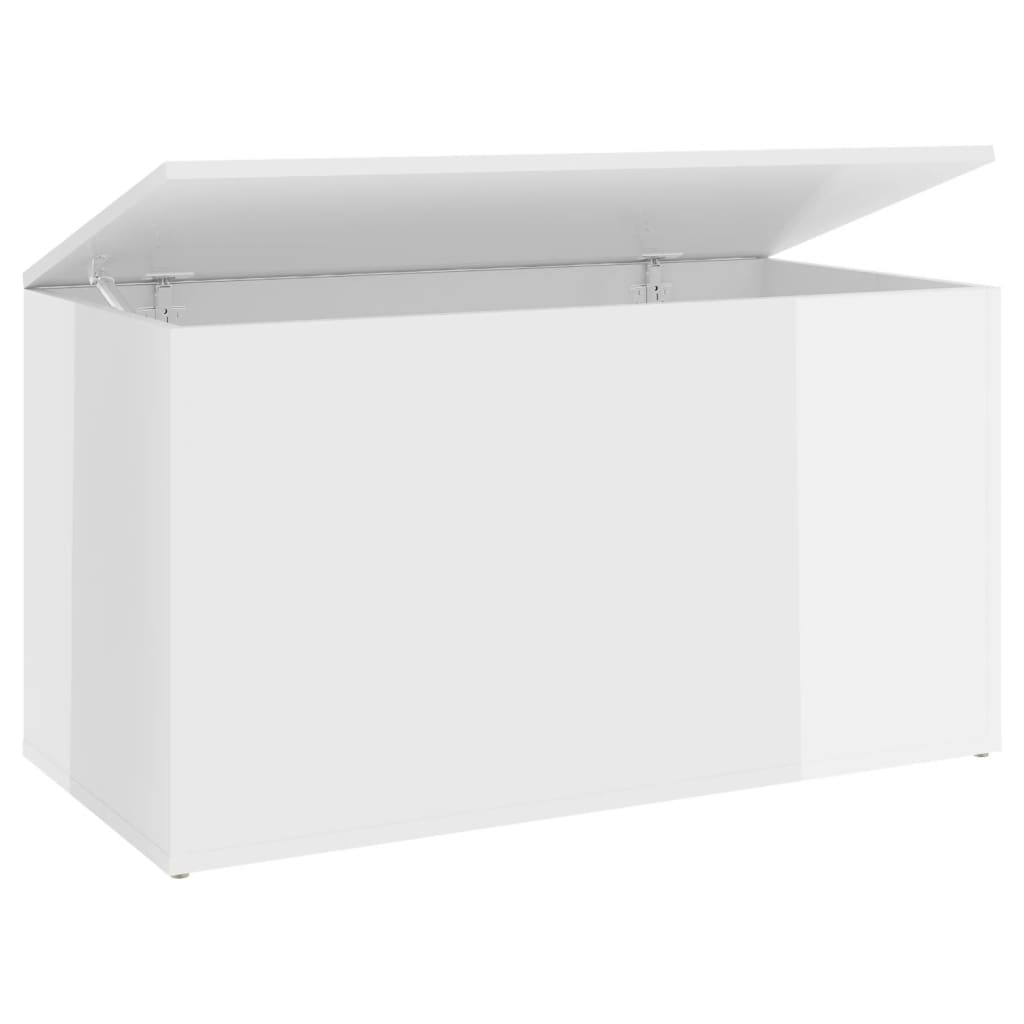 Säilytysarkku korkeakiilto valkoinen 84x42x46 cm lastulevy - Sisustajankoti.fi