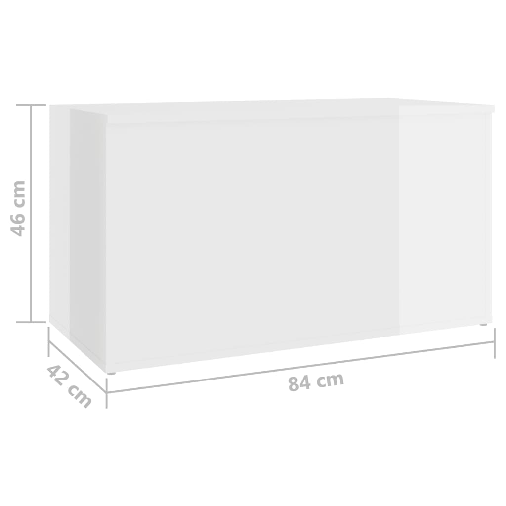 Säilytysarkku korkeakiilto valkoinen 84x42x46 cm lastulevy - Sisustajankoti.fi