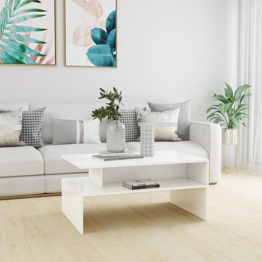 Sohvapöytä valkoinen 90x60x42,5 cm lastulevy - Sisustajankoti.fi