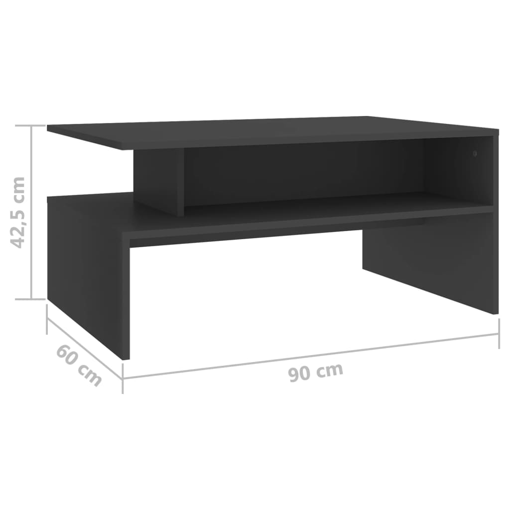 Sohvapöytä harmaa 90x60x42,5 cm lastulevy - Sisustajankoti.fi