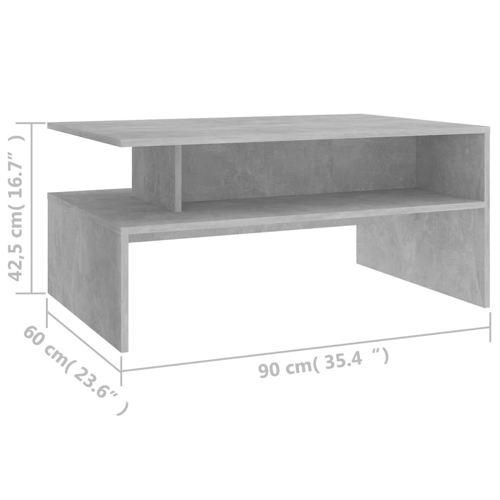 Sohvapöytä betoninharmaa 90x60x42,5 cm lastulevy - Sisustajankoti.fi