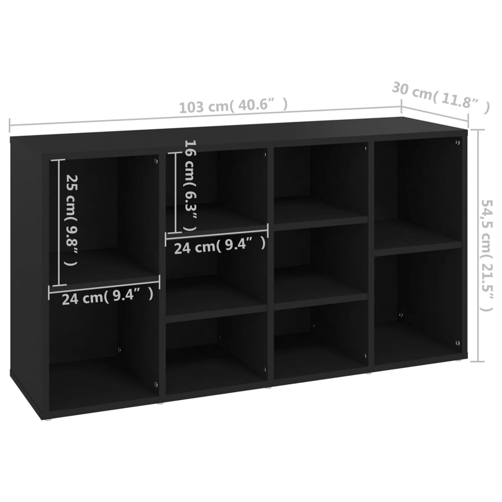 Kenkien säilytyspenkki musta 103x30x54,5 cm lastulevy - Sisustajankoti.fi