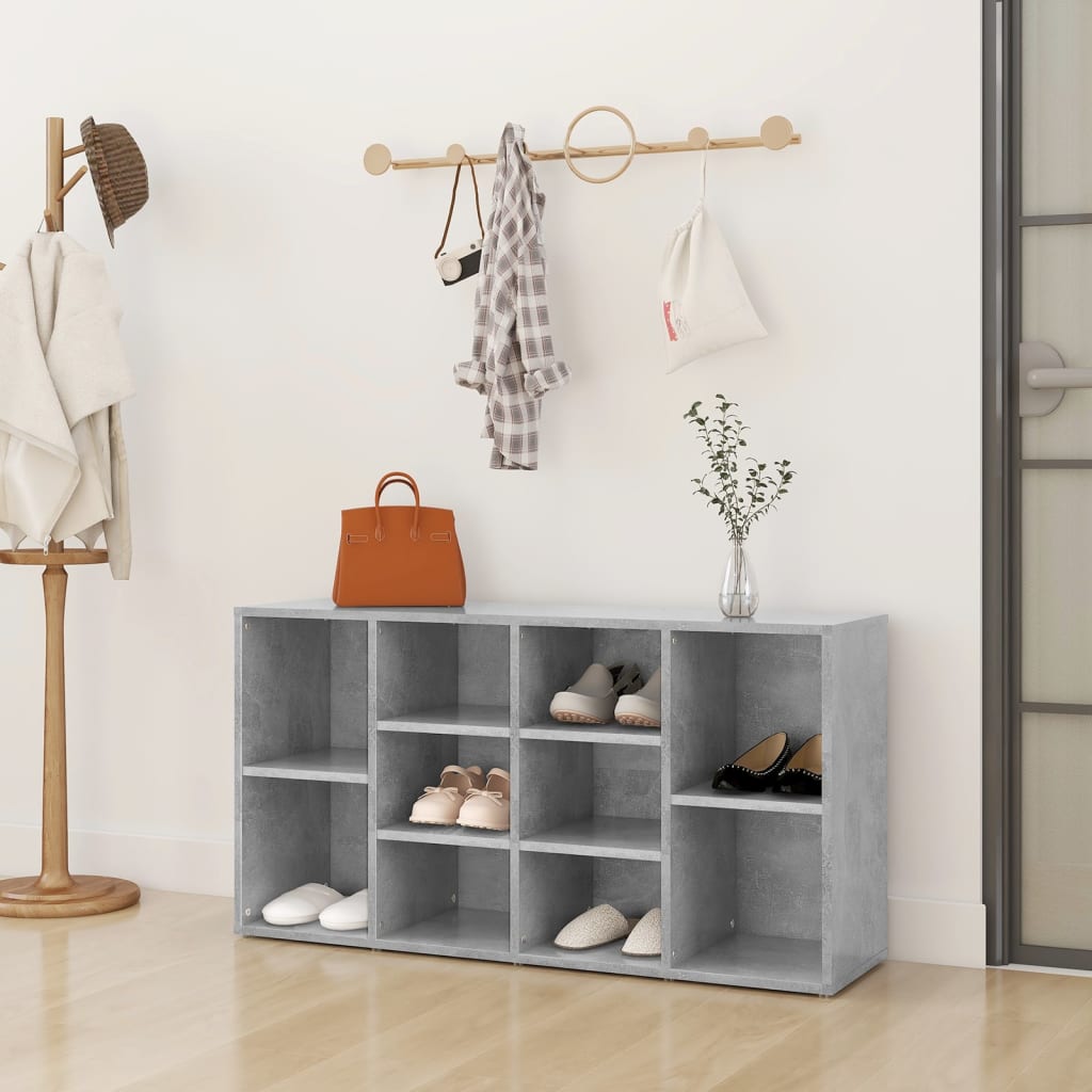 Kenkien säilytyspenkki betoninharmaa 103x30x54,5 cm lastulevy - Sisustajankoti.fi