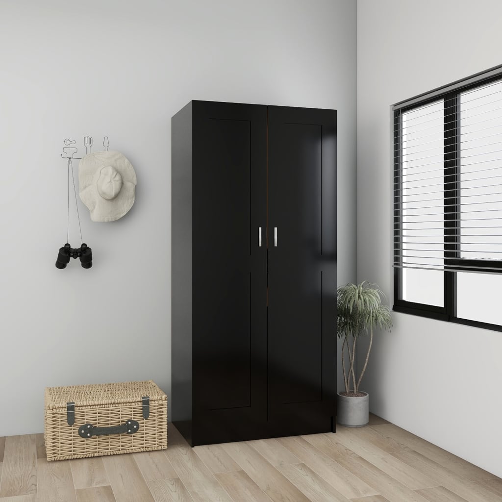 Vaatekaappi musta 82,5x51,5x180 cm lastulevy - Sisustajankoti.fi