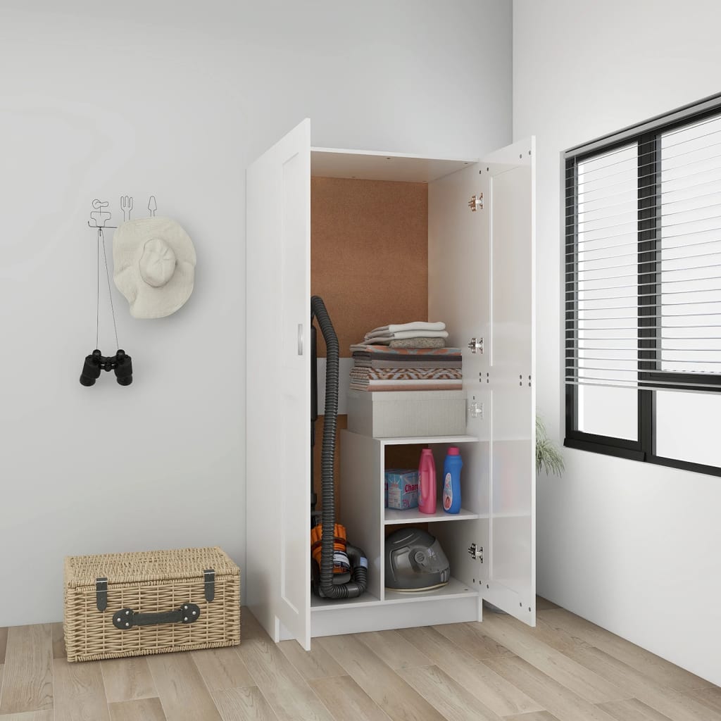 Vaatekaappi korkeakiilto valkoinen 82,5x51,5x180 cm lastulevy - Sisustajankoti.fi