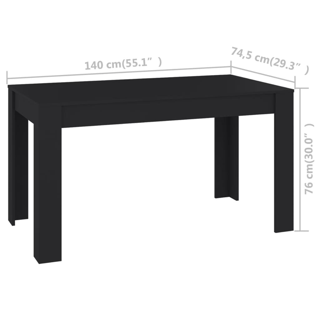 Ruokapöytä musta 140x74,5x76 cm lastulevy - Sisustajankoti.fi