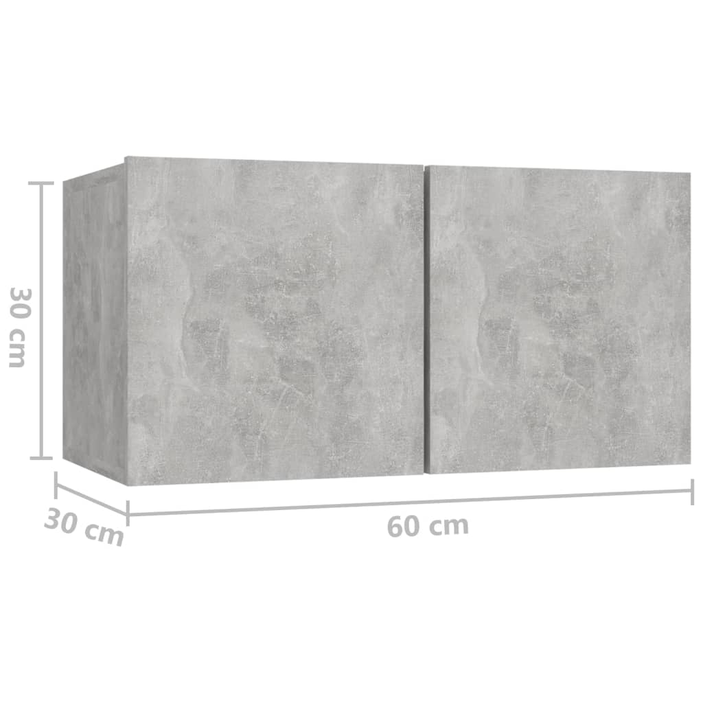 Seinäkiinnitettävät TV-tasot 3 kpl betoninharmaa 60x30x30 cm - Sisustajankoti.fi