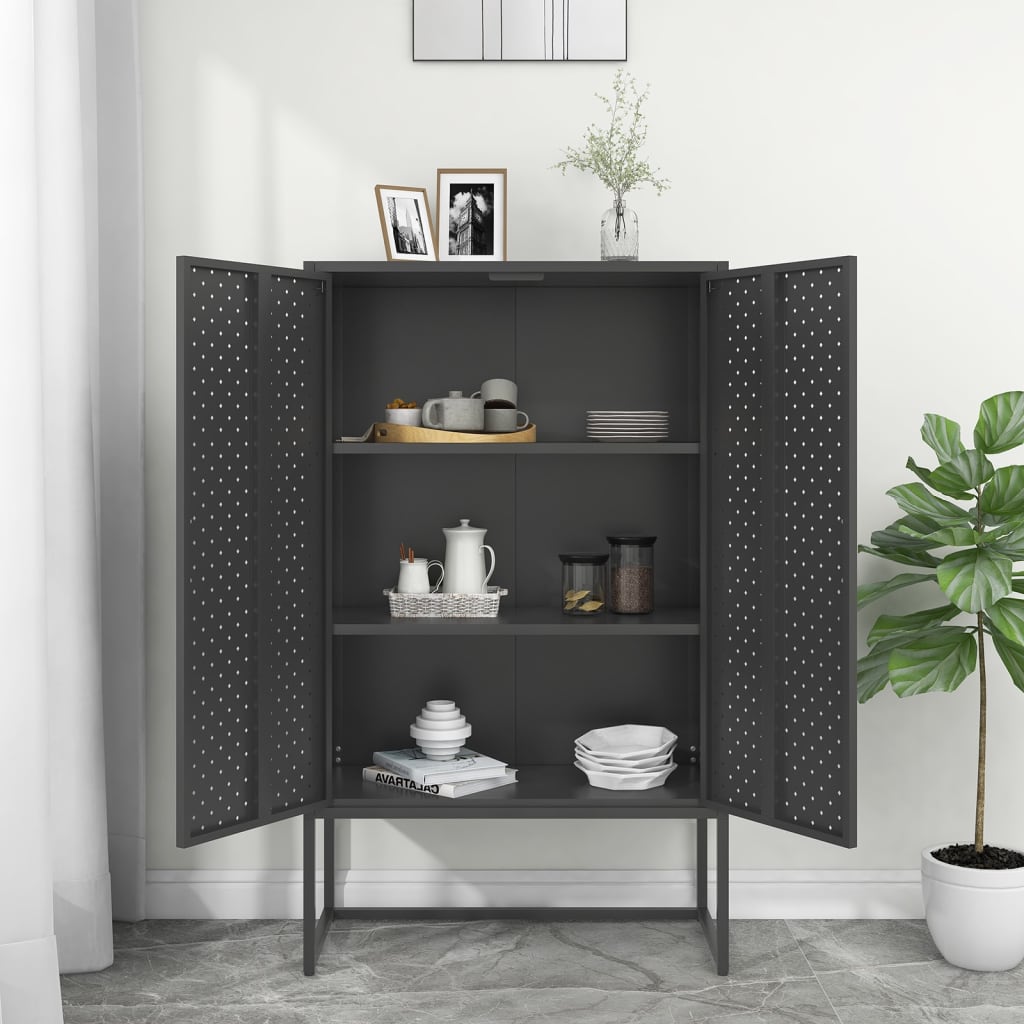 Kaappi antrasiitti 80x35x135 cm teräs - Sisustajankoti.fi