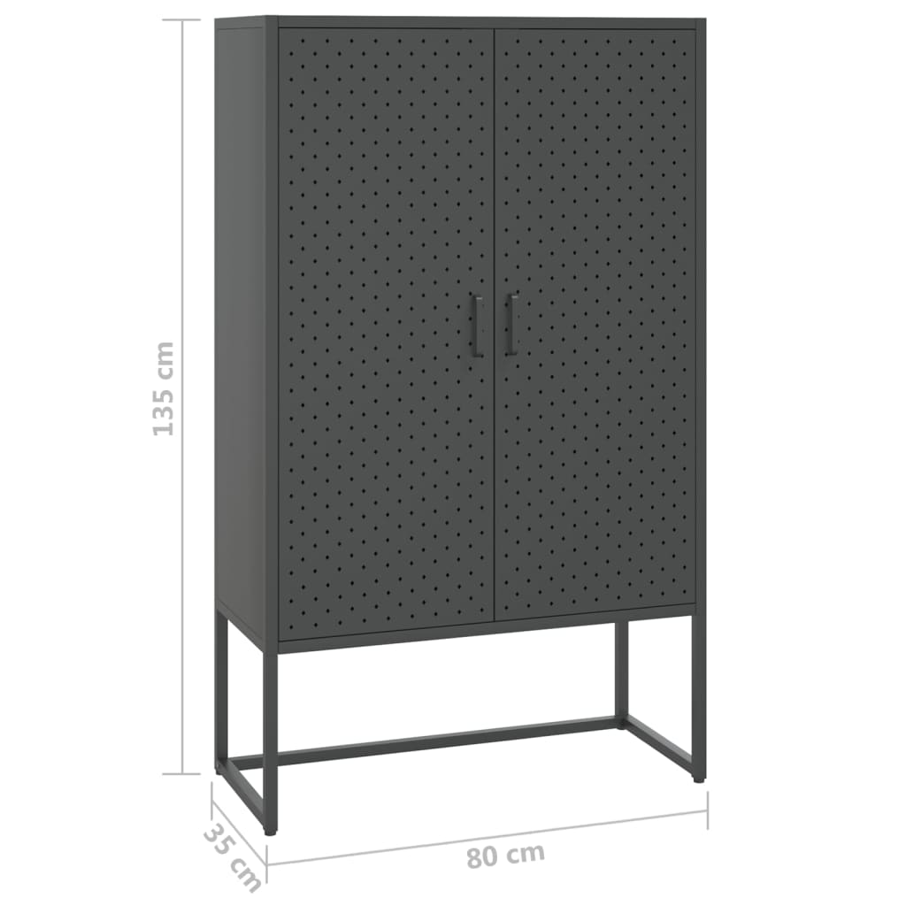 Kaappi antrasiitti 80x35x135 cm teräs - Sisustajankoti.fi