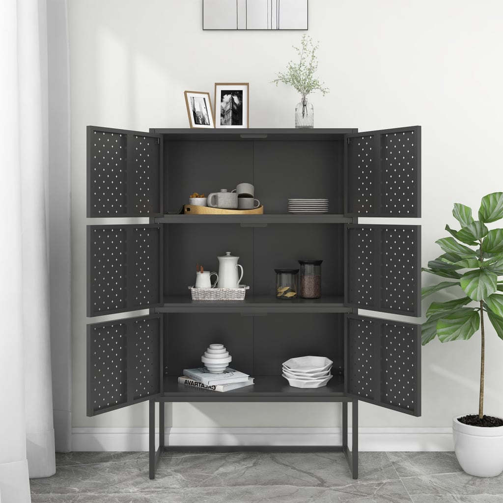 Kaappi antrasiitti 80x35x135 cm teräs - Sisustajankoti.fi