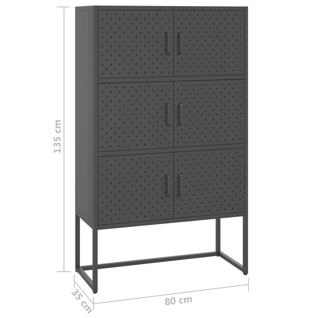 Kaappi antrasiitti 80x35x135 cm teräs - Sisustajankoti.fi