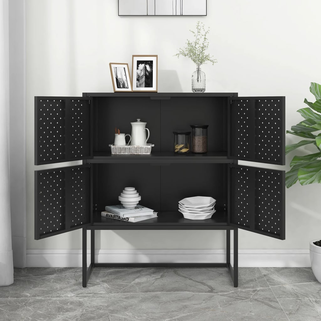 Kaappi musta 80x35x100 cm teräs - Sisustajankoti.fi
