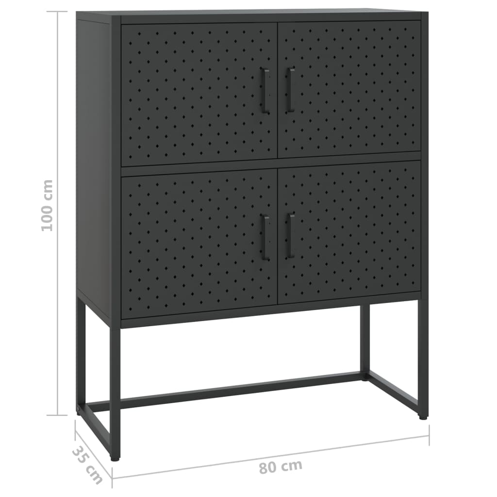 Kaappi musta 80x35x100 cm teräs - Sisustajankoti.fi