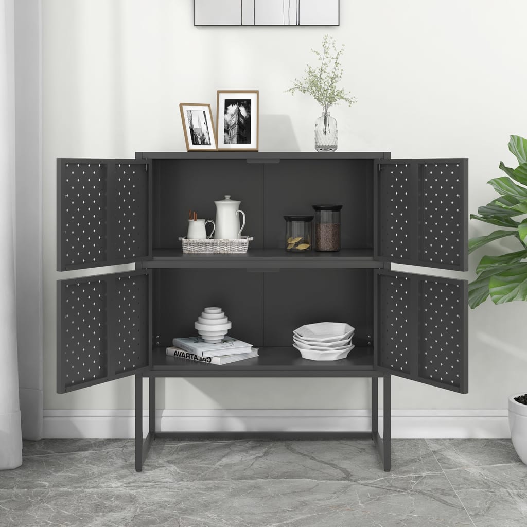 Kaappi antrasiitti 80x35x100 cm teräs - Sisustajankoti.fi