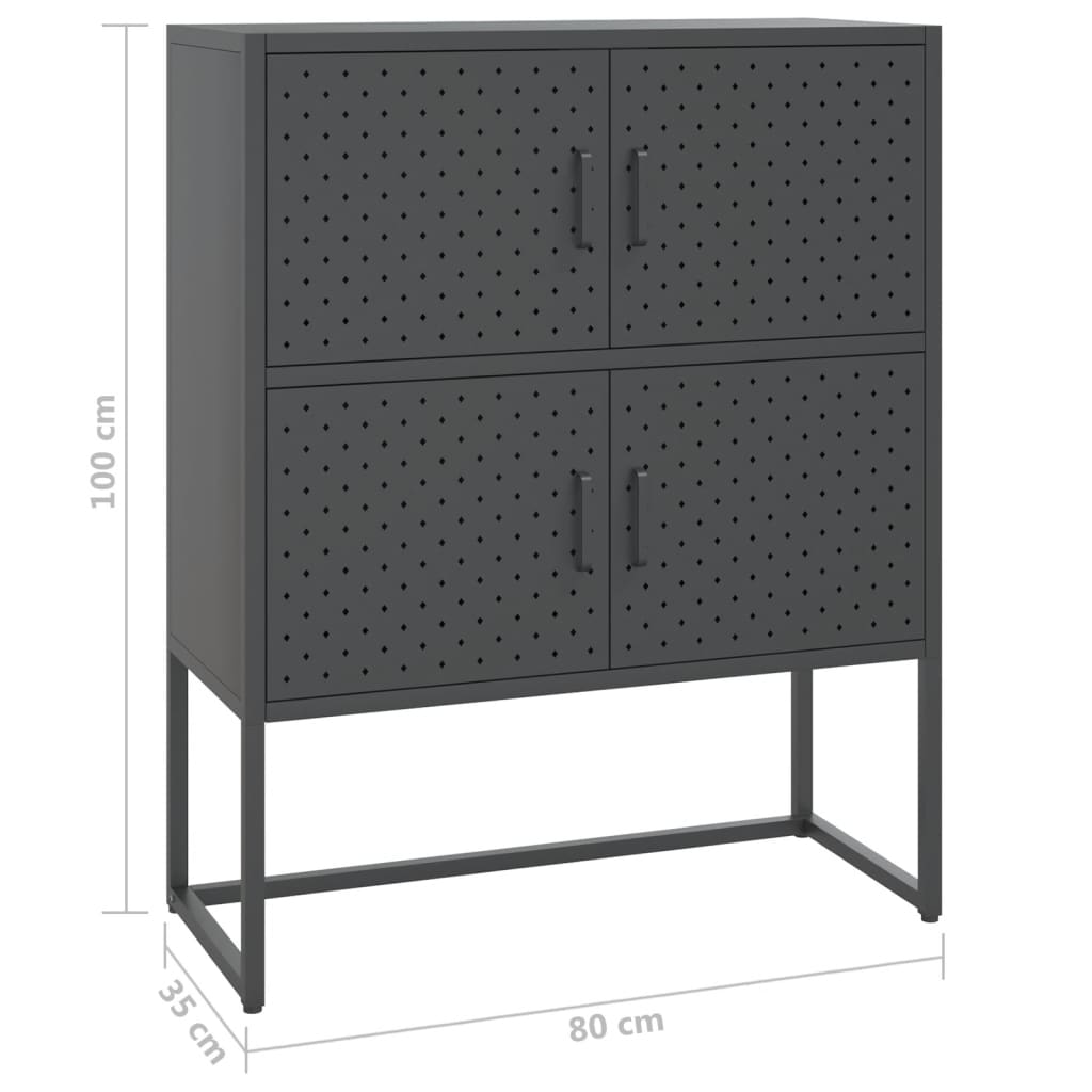 Kaappi antrasiitti 80x35x100 cm teräs - Sisustajankoti.fi
