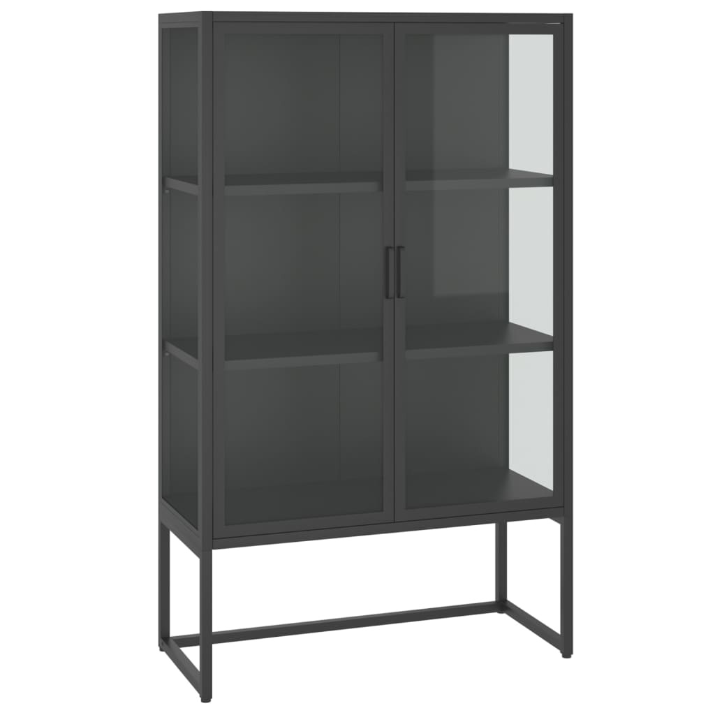 Kaappi antrasiitti 80x35x135 cm teräs ja karkaistu lasi - Sisustajankoti.fi