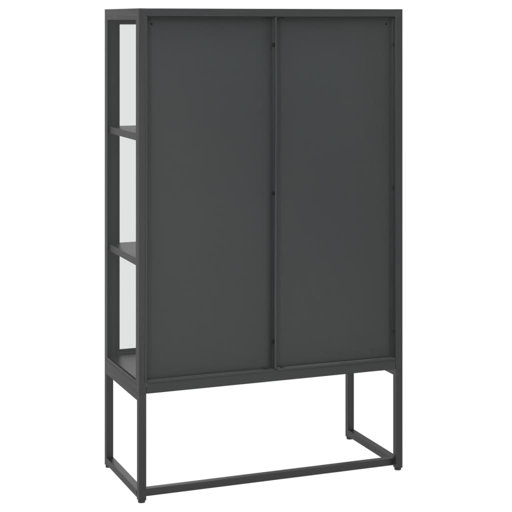 Kaappi antrasiitti 80x35x135 cm teräs ja karkaistu lasi - Sisustajankoti.fi
