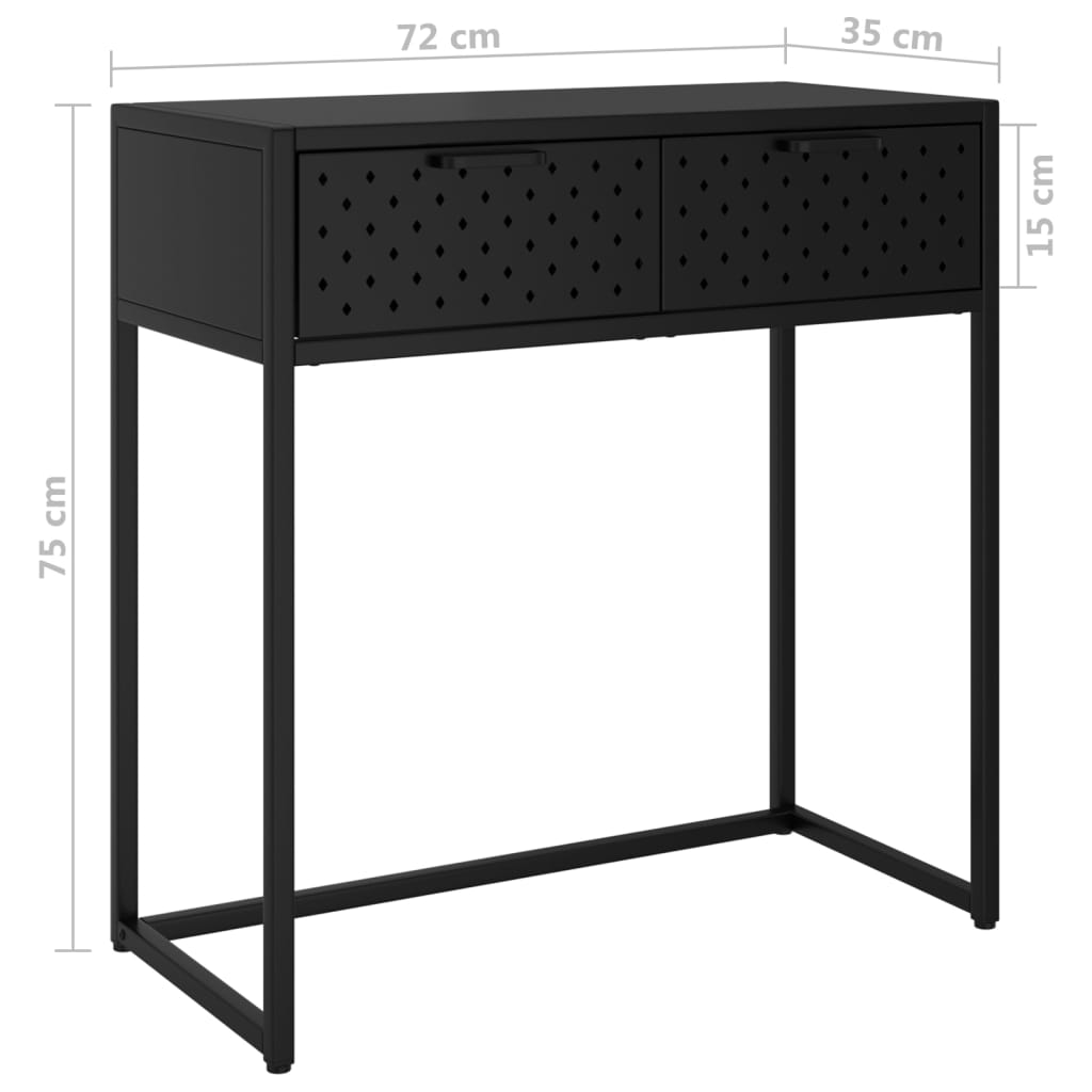 Konsolipöytä musta 72x35x75 cm teräs - Sisustajankoti.fi