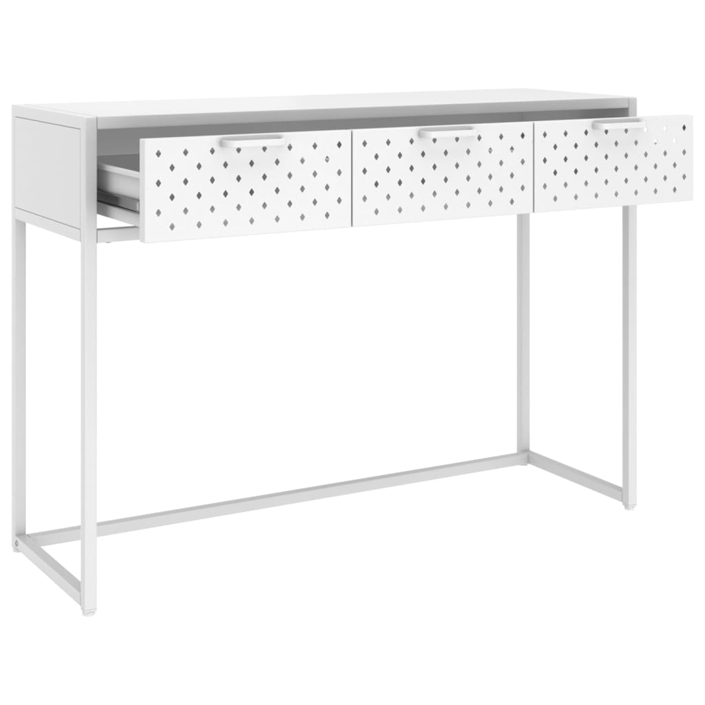 Konsolipöytä valkoinen 106x35x75 cm teräs - Sisustajankoti.fi