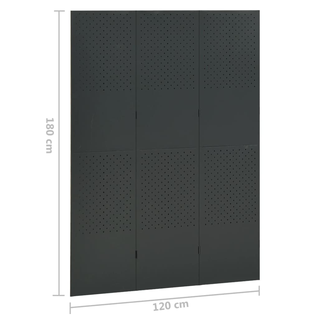 3-Paneelinen tilanjakaja 120x180 cm antrasiitti teräs - Sisustajankoti.fi