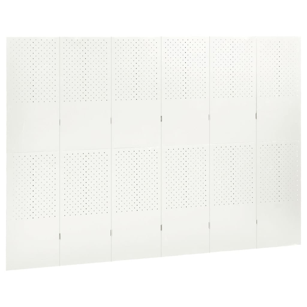 6-Paneelinen Tilanjakaja 240x180 cm valkoinen teräs - Sisustajankoti.fi