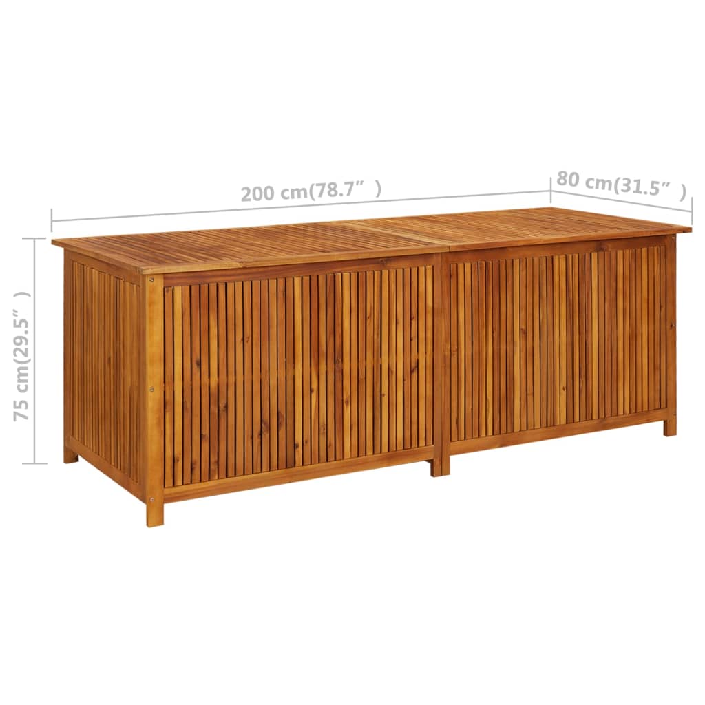 Puutarhan varastolaatikko 200x80x75 cm täysi akaasiapuu - Sisustajankoti.fi