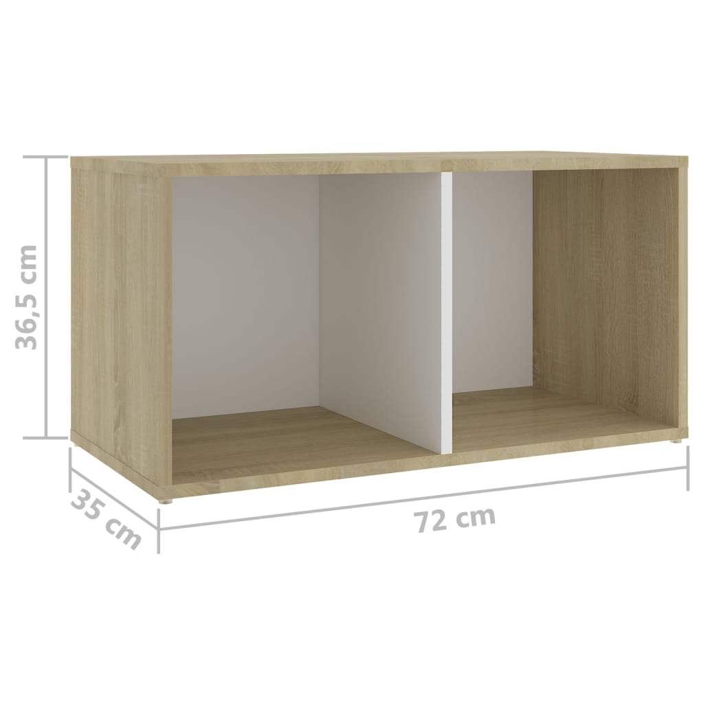 TV-tasot 2 kpl valkoinen/Sonoma-tammi 72x35x36,5 cm lastulevy - Sisustajankoti.fi