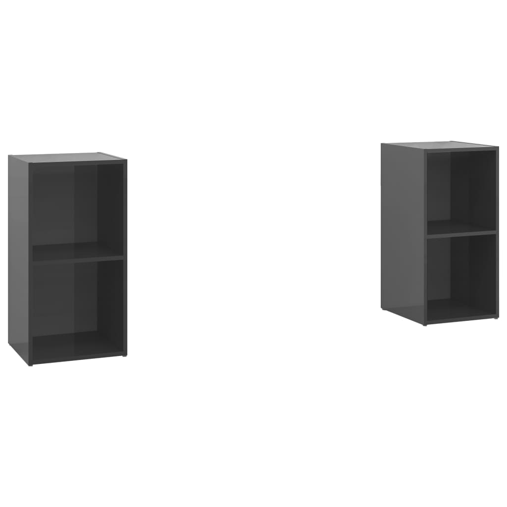 TV-tasot 2 kpl korkeakiilto harmaa 72x35x36,5 cm lastulevy - Sisustajankoti.fi