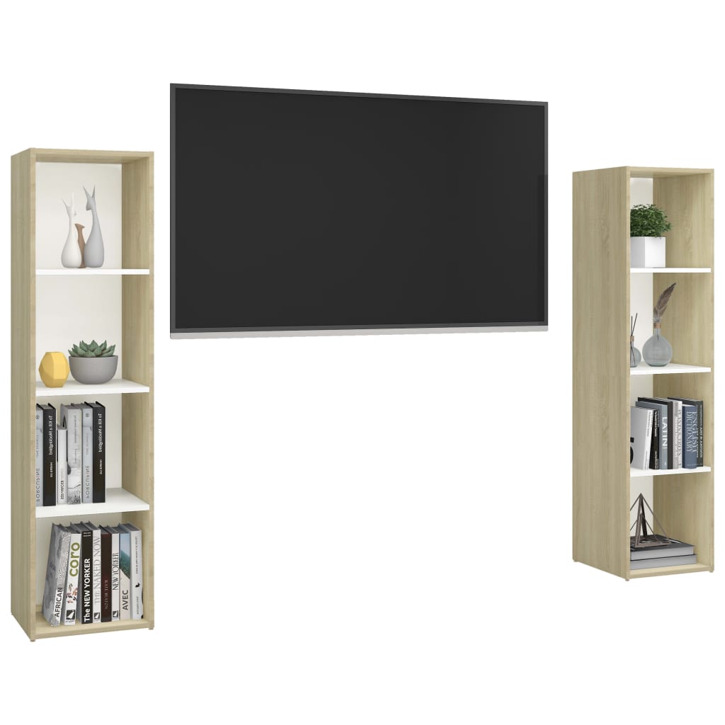 TV-tasot 2 kpl valk./Sonoma-tammi 142,5x35x36,5 cm lastulevy - Sisustajankoti.fi