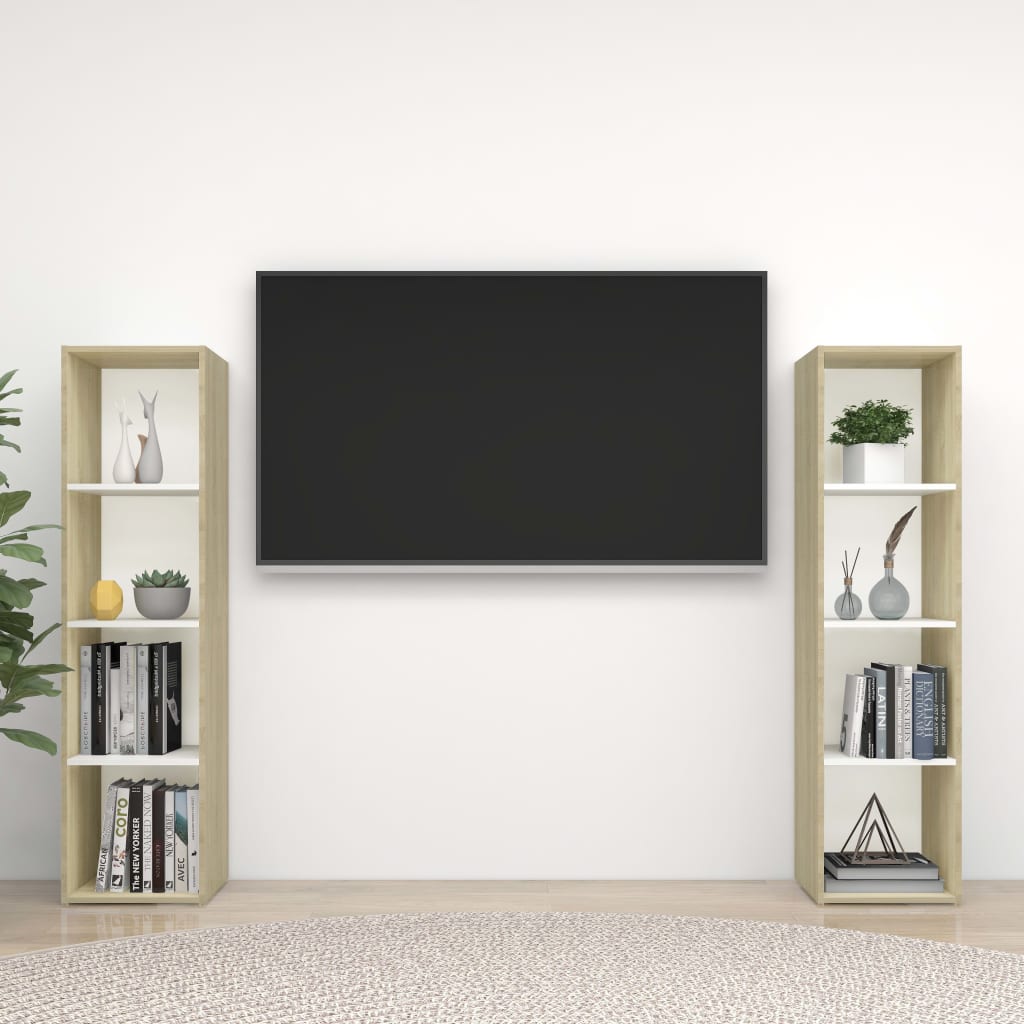 TV-tasot 2 kpl valk./Sonoma-tammi 142,5x35x36,5 cm lastulevy - Sisustajankoti.fi