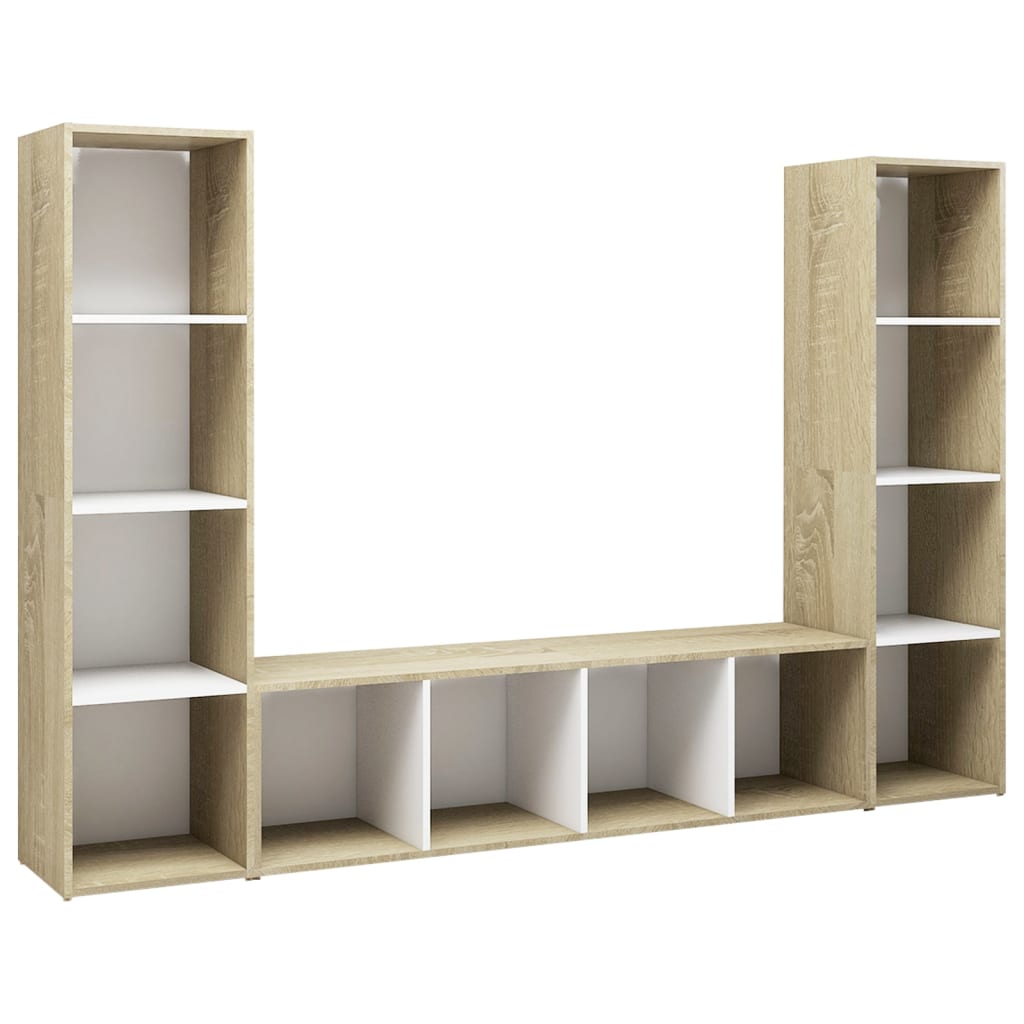 TV-tasot 3 kpl valk./Sonoma-tammi 142,5x35x36,5 cm lastulevy - Sisustajankoti.fi
