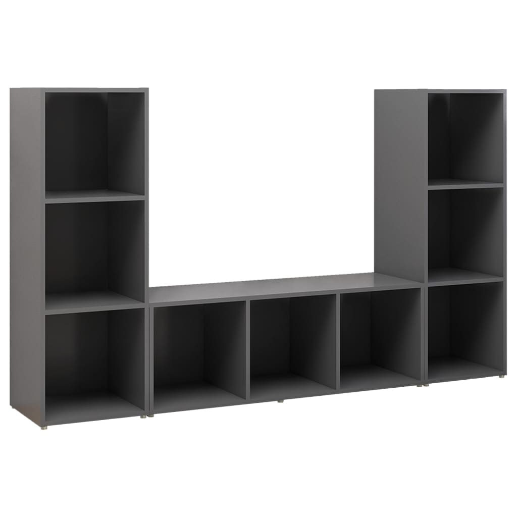 TV-tasot 3 kpl harmaa 107x35x37 cm lastulevy - Sisustajankoti.fi