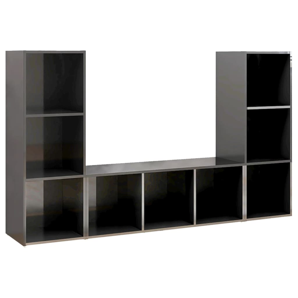 TV-tasot 3 kpl korkeakiilto harmaa 107x35x37 cm lastulevy - Sisustajankoti.fi