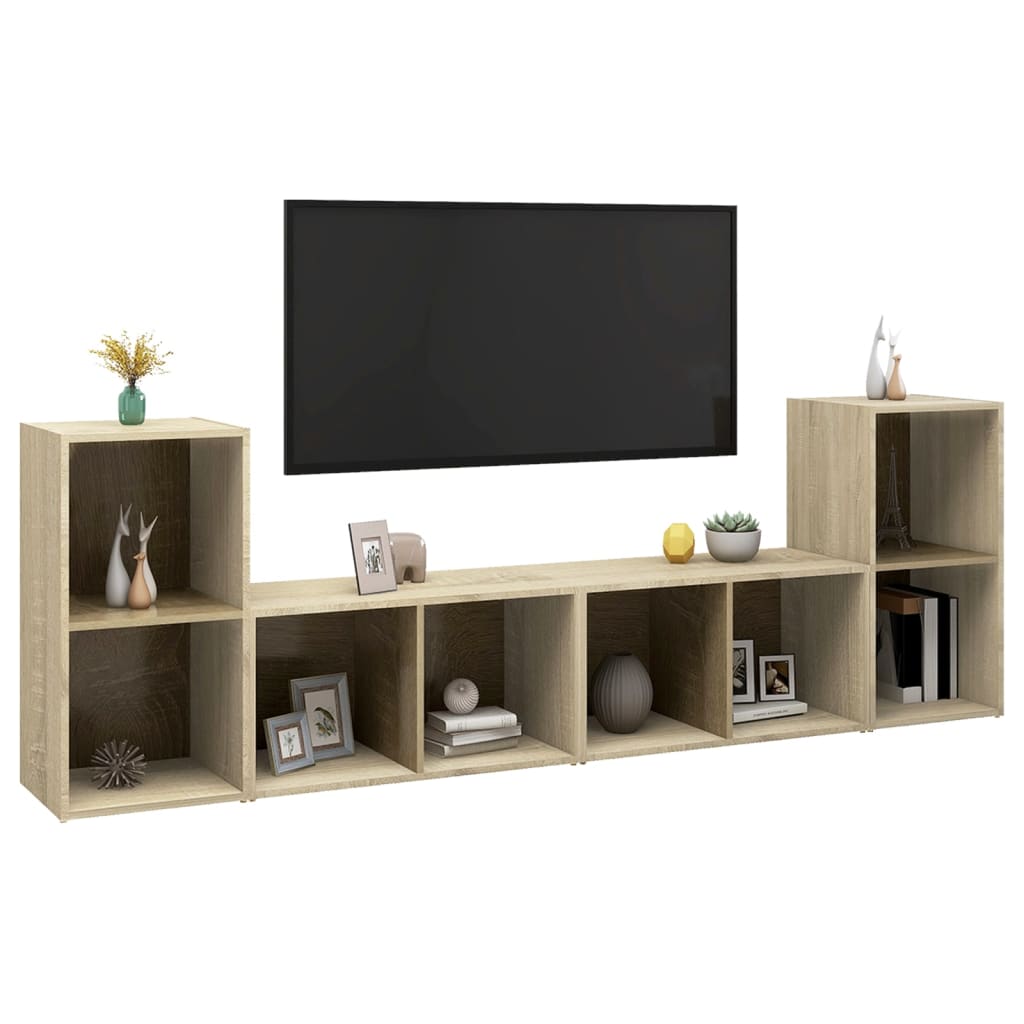 TV-tasot 4 kpl Sonoma-tammi 72x35x36,5 cm lastulevy - Sisustajankoti.fi