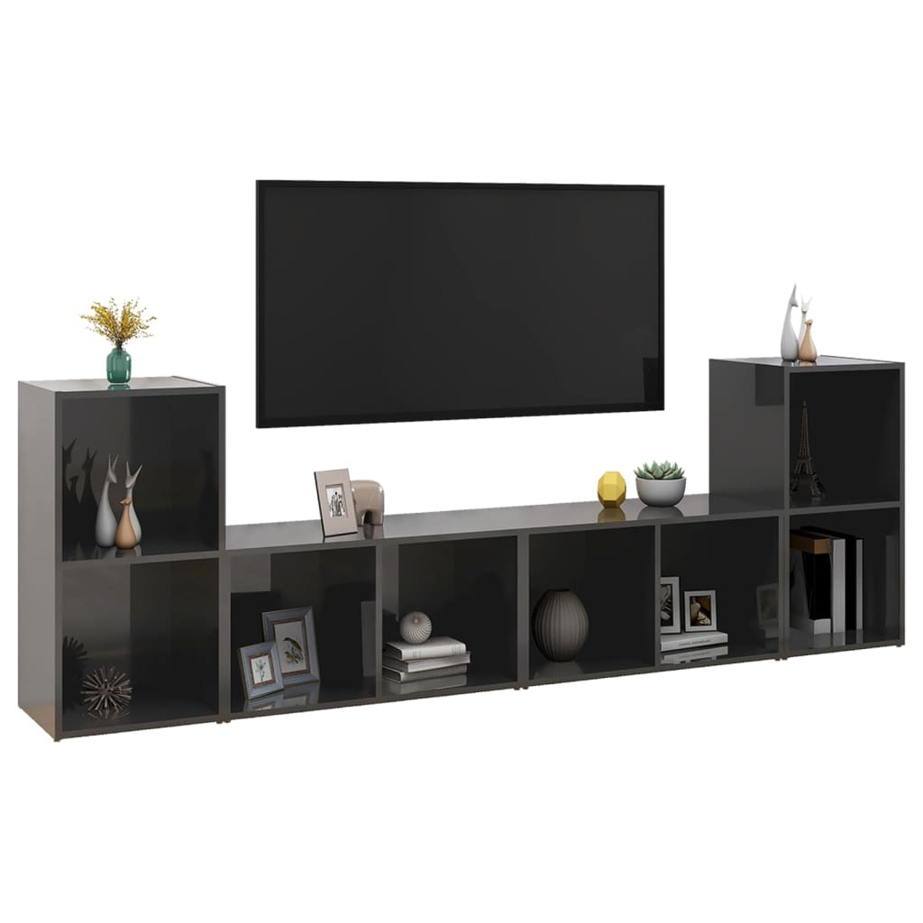 TV-tasot 4 kpl korkeakiilto harmaa 72x35x36,5 cm lastulevy - Sisustajankoti.fi