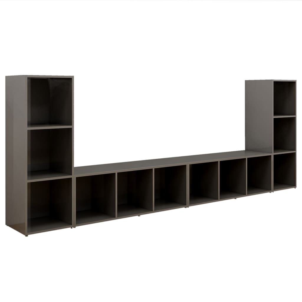 TV-tasot 4 kpl korkeakiilto harmaa 107x35x37 cm lastulevy - Sisustajankoti.fi