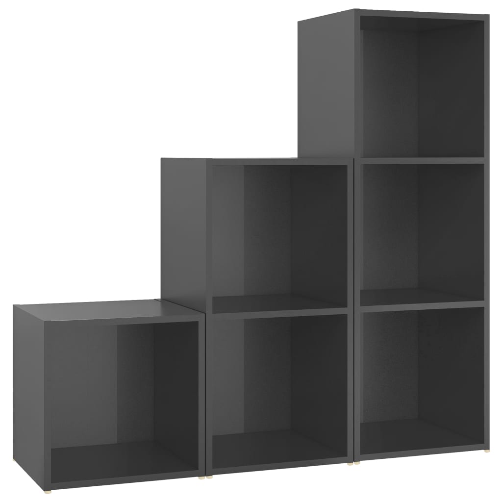 3-osainen TV-kaappisarja korkeakiilto harmaa lastulevy - Sisustajankoti.fi