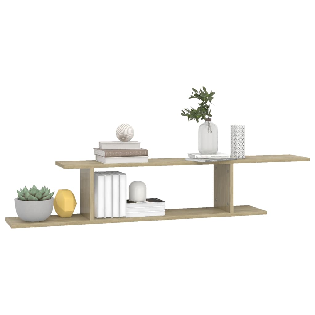Seinäkiinnitettävä TV-hylly Sonoma-tammi 125x18x23 cm levy - Sisustajankoti.fi