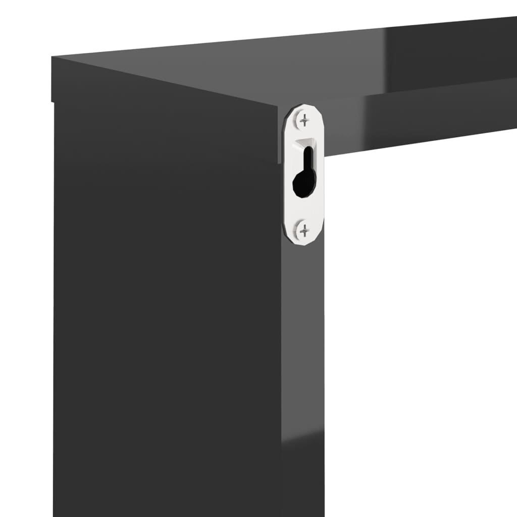 Kuutioseinähyllyt 6 kpl korkeakiilto musta 30x15x30 cm - Sisustajankoti.fi