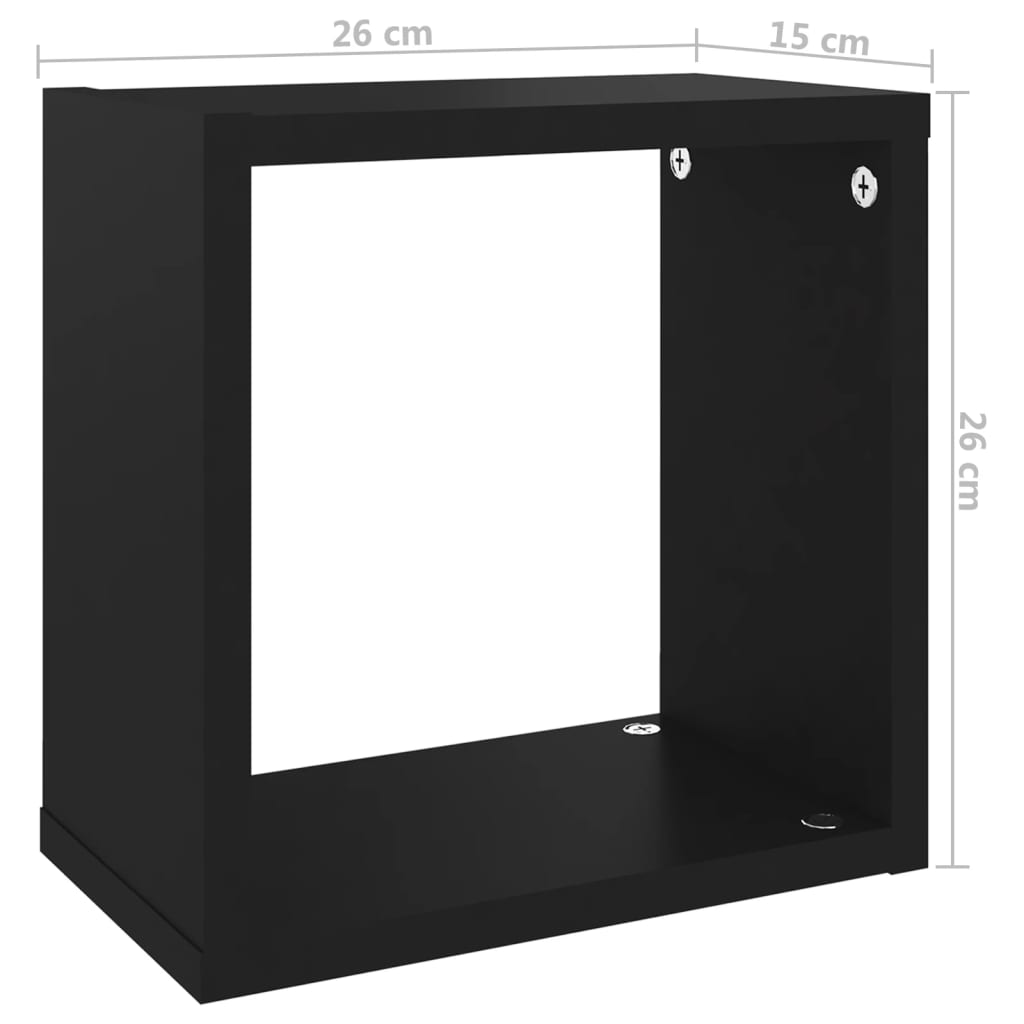 Kuutioseinähyllyt 6 kpl musta 26x15x26 cm - Sisustajankoti.fi