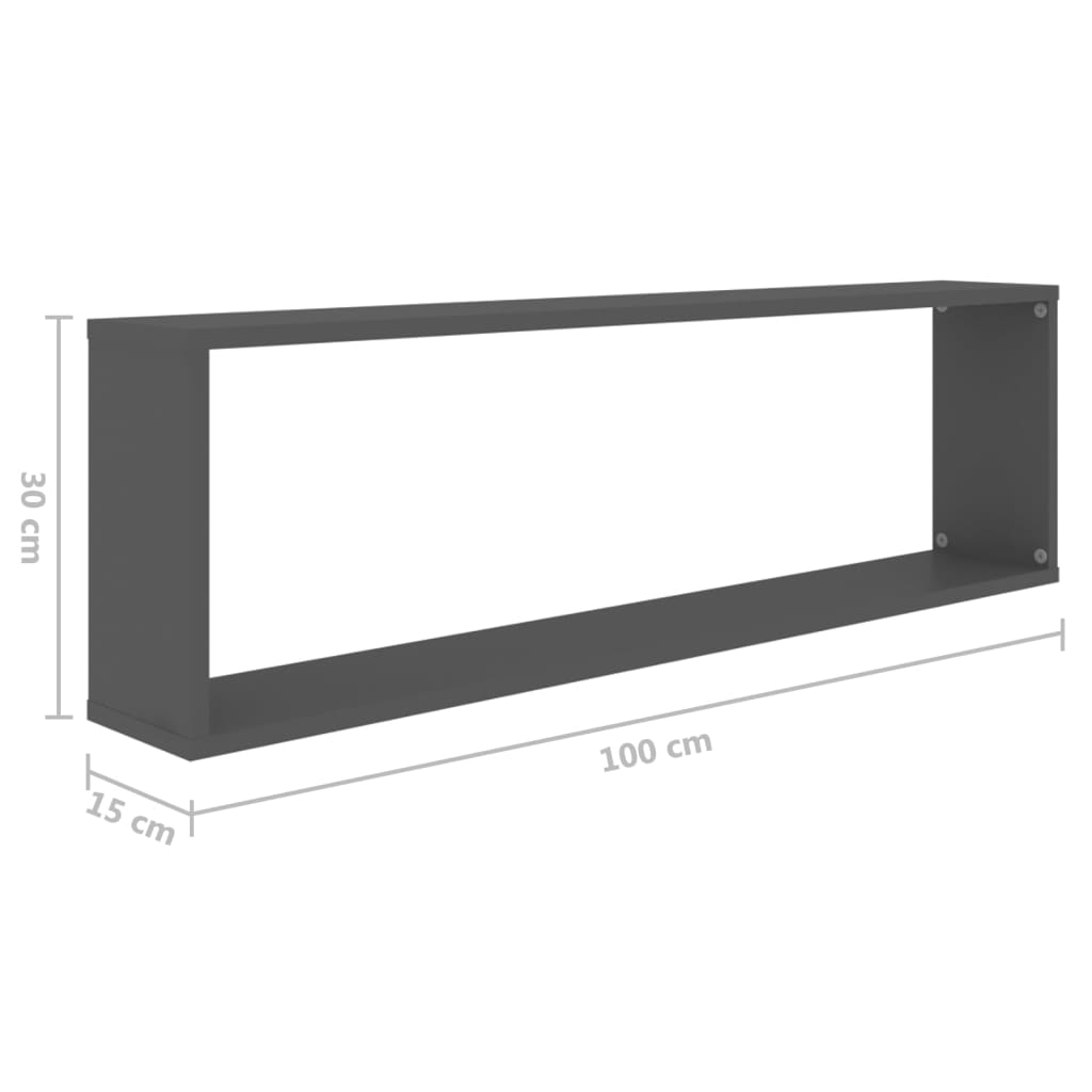 Kuutioseinähyllyt 6 kpl harmaa 100x15x30 cm lastulevy - Sisustajankoti.fi