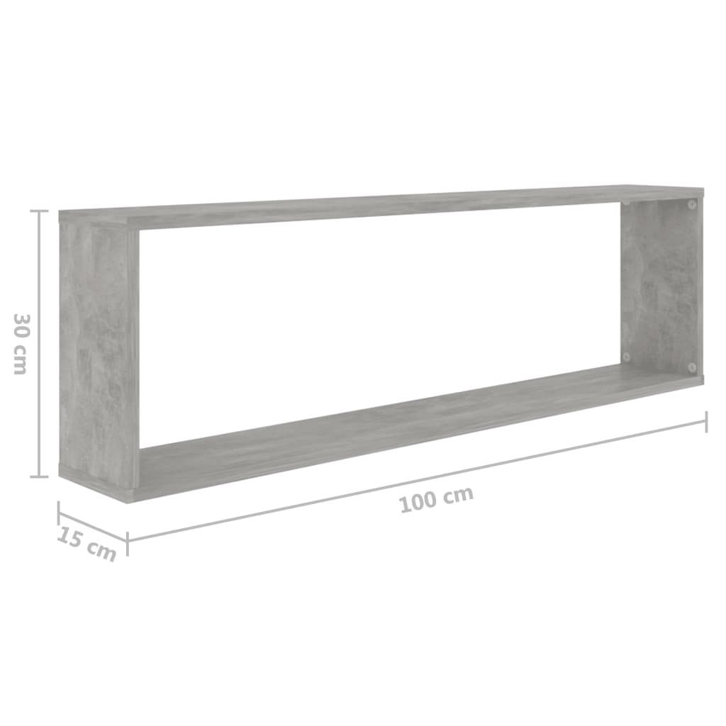 Kuutioseinähyllyt 2 kpl betoninharmaa 100x15x30 cm lastulevy - Sisustajankoti.fi