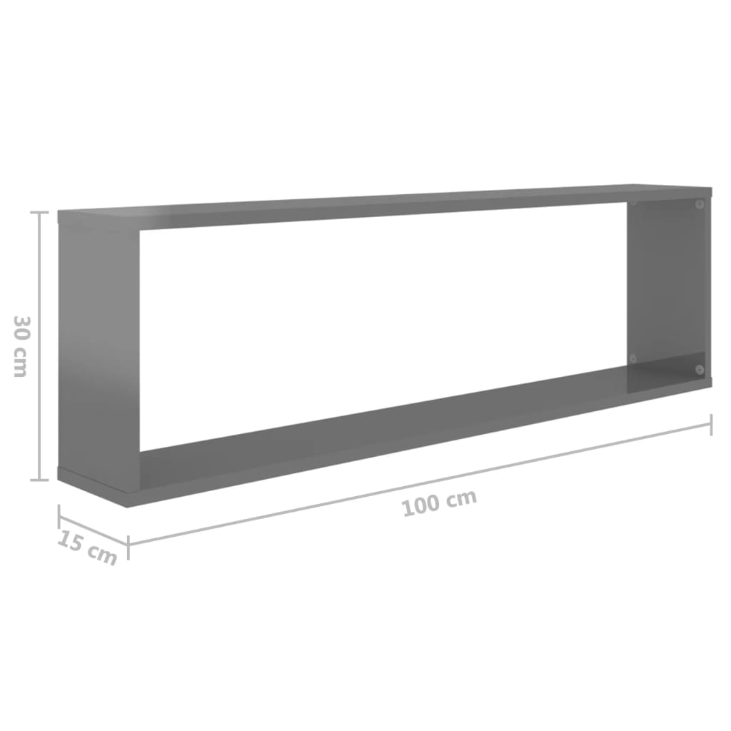 Kuutioseinähyllyt 6 kpl korkeak. harmaa 100x15x30 cm lastulevy - Sisustajankoti.fi