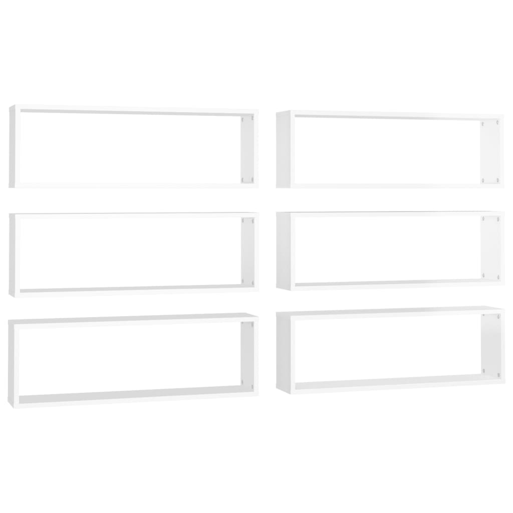 Kuutioseinähyllyt 6 kpl korkeak. valk. 80x15x26,5 cm lastulevy - Sisustajankoti.fi