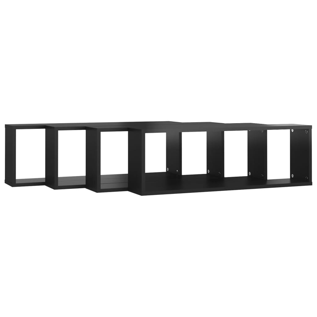 Kuutioseinähyllyt 4 kpl korkeak. musta 80x15x26,5 cm lastulevy - Sisustajankoti.fi