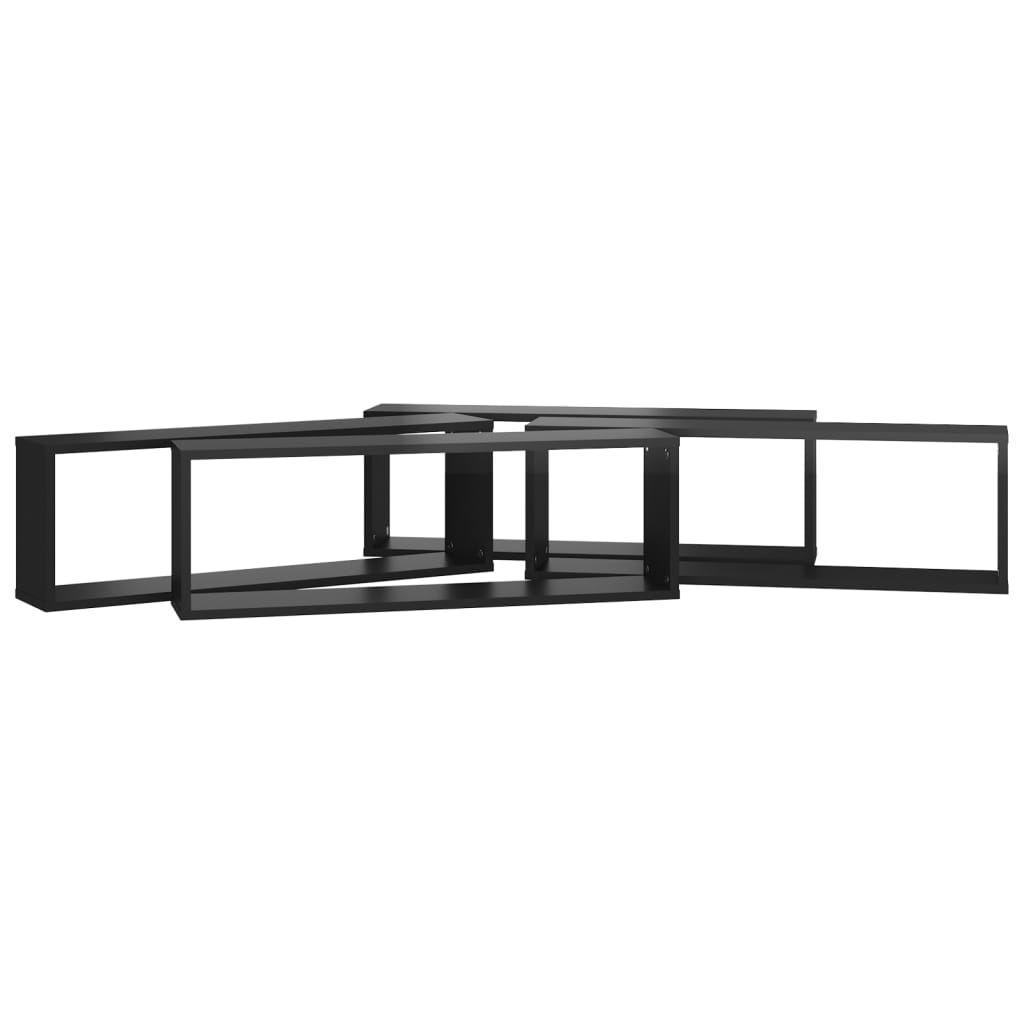Kuutioseinähyllyt 4 kpl korkeak. musta 80x15x26,5 cm lastulevy - Sisustajankoti.fi